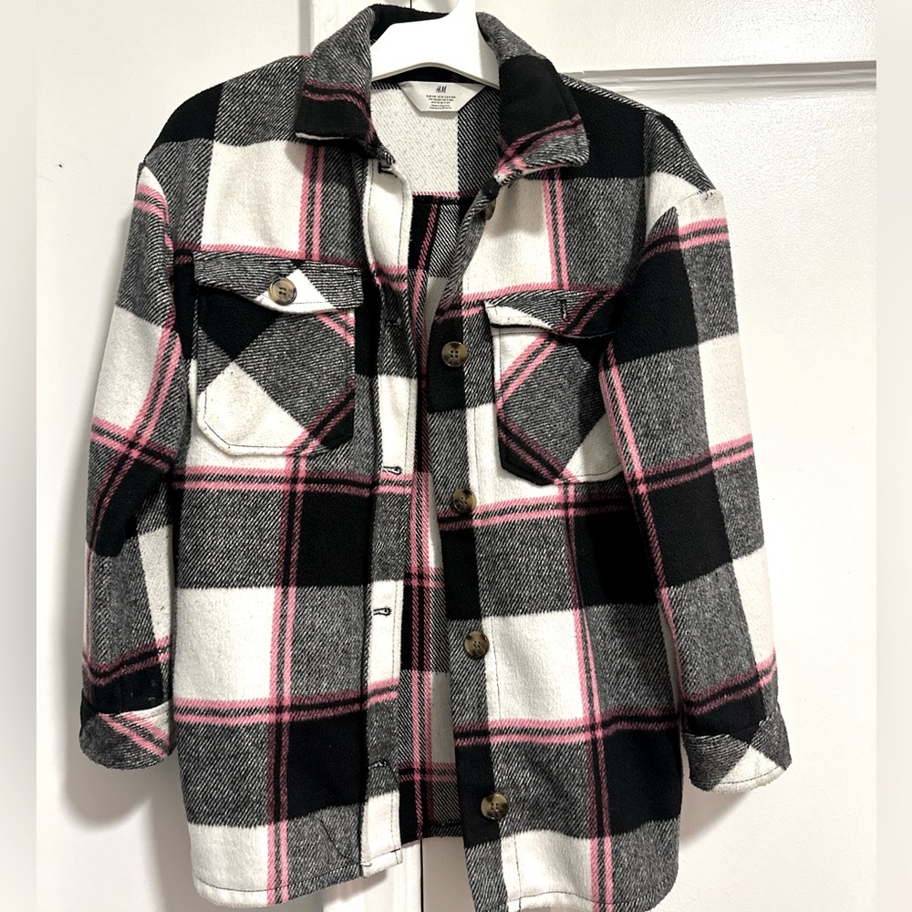 Big girls stylish fleece plaid jacket